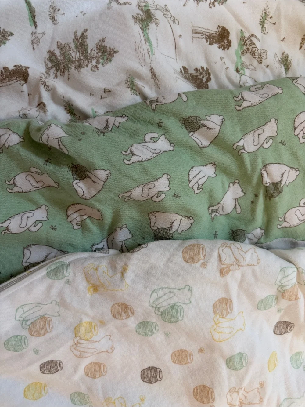 Baby Swaddle Set - Neutral Winnie the Pooh Print (Green, White)